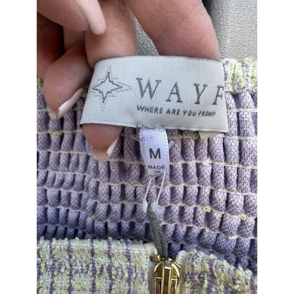 WAYF Tweed Green Gold Metallic Zipper Cropped Bustier Corset Top Smocked Back M - Picture 6 of 10